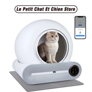 Caixas Tonepie Automatic Smart Cat Litter Box Auto Limpeza App Controle Pet Toilet Litter Bandeja Ionic Desodorizador Pet Arenero Gato 65L