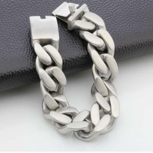 21mm 22cmメンズブレスレットステンレス鋼ブラシをかけたシルバーキューバ縁石リンクBracelet316H