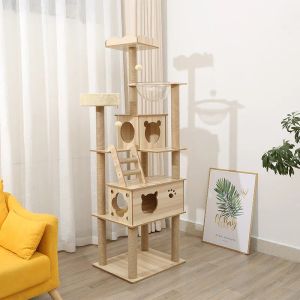 Scratchers Pet Cat Tree Home Furniture dla zwierząt wielowarstwowych drzewo kotów z drabiną zabawką konopie liną drapiące