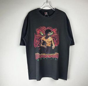 22SSロックバンドドラゴンヴィンテージティーTシャツハイストリートウォッシュブラックスプリングサマーメンズスケートボードファッションストリートウェアTSHIRT2462612