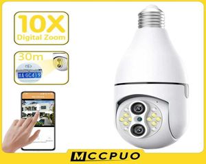 Câmeras IP Mccpuo Lente Dupla E27 Lâmpada Câmera de Vigilância WIFI 360 Rastreamento Automático 360 PTZ Câmera IP Cor Visão Noturna Segurança IP C5110962