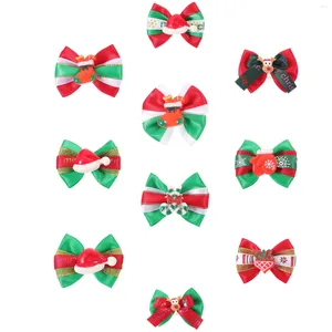 Hundebekleidung 10 Stück Weihnachtsschleife Weihnachtsmann Schneemann Haustier Kopfschmuck Haarbänder Schleifen für kleine Hunde Mädchen