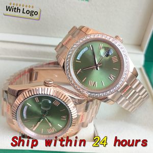 DAY DATE Orologio Wristwatches Mens Automatic Mechanical Watches 36/41mm calendar 904L FullStainless Steel diamond bezel waterproof Luminous Gold watch