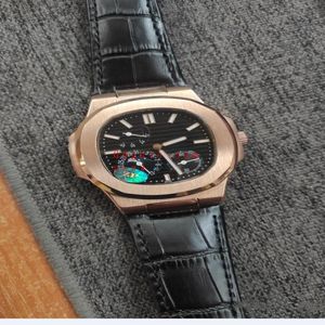 Classic Mens Watches 5712 001 40mm Mechanical Automatic Sapphire Steel Bezel Black Brown Leather Strap Luxury Watch Waterproof Rea251F