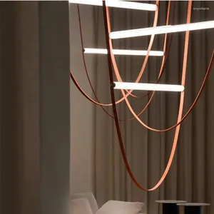 Lampy wiszące w stylu nordyckim Lampa Lampa LED Włochy Designer oryginalne skórzane studio salonu wystrój restauracji Haning oświetlenie