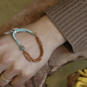 Strand Natural Turquoise Olive Core Bracelet With Double Layer Design Unique Chinese Style Rice Ball Gift