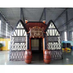 6mlx4mw (20x13ft) Custom house shaped giant inflatable pub bar tent inflatables irish bars with casks for outdoor party