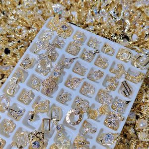 100 pçs encantos de unhas de luxo em massa aleatório prego zircão strass deocration brilhante liga jóias para ouro acessórios da arte do prego 240127