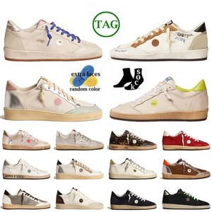 Silver Vintage Luxury Ball Star Suede Leather Designer Casual Shoes Gold Glitter Italy Brand Womens Mens Platform Upper Trainers Top OG Original Handmade Sneakers