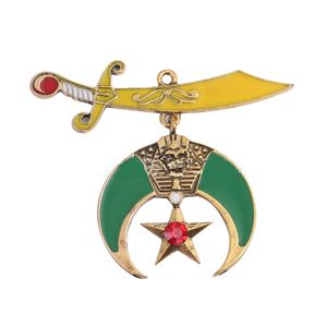 Fashion Gold Shriner Scimitar Moon Star Shrine Charm Wiselant Masonic Freemason Faraoh Half Moon Crescent w kształcie faraona biżuteria dla mężczyzn