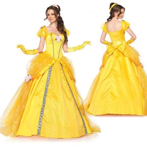 Halloween Costume Princess Vuxen Beauty and Beast Anime Belle Dress Cosplay Performance