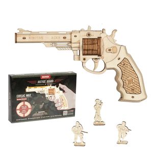Robotime Rokr DIY 3D Scatter With Rubber Band Bullet Wooden Gun Puzzle Assembly Model Game Educational Toys For Children 240122