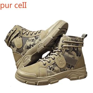 Militära stövlar för män Autumn High Top Camouflage Desert Casual Flats Mens Boot Breattable Non Slip Work Shoes Zapatillas Hombre 240126