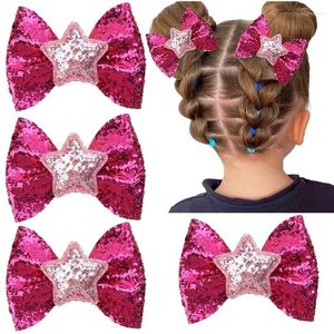 Saç Aksesuarları NCMama 2pcs Sequins Star Bow Clip Çocuklar İçin Kızlar Glitter El Yapımı Bowknote Saçkopu Barrettes Meapwear Baby