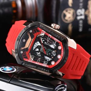 Multi-Function Timing Watch Men's Phantom Six-Pin Hollow Watches Unique Creative Calendar Silicone Strap Luxury Male Wristwat3123