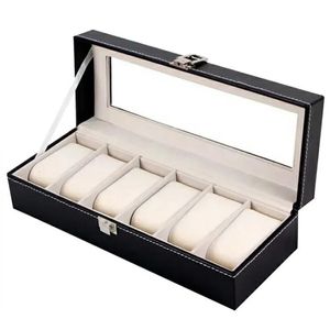 12356 Grids Watch Box PU Leather Case Holder Organizer Storage for Quartz Watches Jewelry Boxes Display Gift 240119