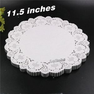 Bütün- 160pcs Pack Yeni 11 5 inç yuvarlak çiçek şekli beyaz içi boş tasarım kağıt Dantel Doilies Placemat Mutfak Seti de Tab188b