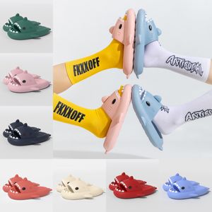 2024 foam slides Shark Slippers For Women Men Outdoor Beach Slides Bathroom Non-slip Thick Mens Sandals Home Couple Flat Shoe Shark Flip Flops