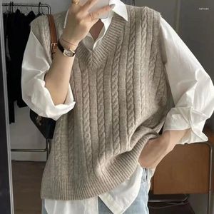 Women's Vests Autumn Solid Color Sweater Vest Outerwear Loose Knitted Collar Western Sleeveless Top