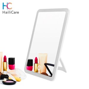 Speglar Pekskärm Makeup Mirror med LED -lampor Professionell Vanity Cosmetic Mirror Justerbar 180 Roterande laddningsbara bordspegel