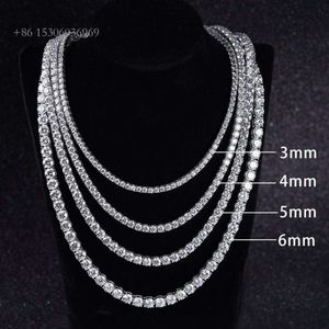 Custom 2mm 3mm 4mm 5mm 6mm Corte redondo Sier Moissanite Tennis Chain Colar/ Bracelet