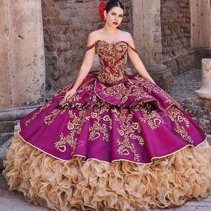 Charro mexikansk quinceanera prom klänningar modaensuenonupcial 2021 off axel söt 15 klänning prinsesa misquinceanos party klänningar267t