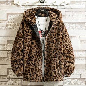 Autumn Soft Leopard Jacket Men Zipper Hoodies Hooded Coat Y2K Causal Street Outerwear Loose Windbreaker Clothing Male Female 240124