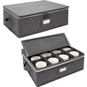 Cup and Mug Storage Box Containers Holds 12 Coffee Mugs Tea Cups with Lid Handles 2 Pack 240125
