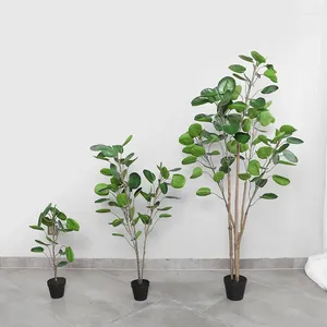 Flores decorativas 70cm árvore de dinheiro bonsai grande e médio bolso planta verde em vaso