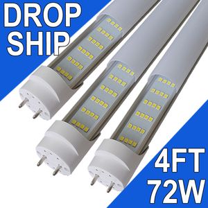 T8 CW 72 Watt Soğuk Beyaz, NO-RF RM Sürücüsü T8 Floresan Doğrusal Tüp Lambası, T8 Işık Fikstürü için 4 Satır Yedek Ampul, G13 Bi-Pin Base, 6500K, Milky Cover