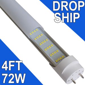 4ft 72W T8 LED LEDチューブライトホワイトデイライト6500K 4 'LED電球ガレージウェアハウスショップライトバラストバイパスG13ベースT10 T12蛍光ランプの交換