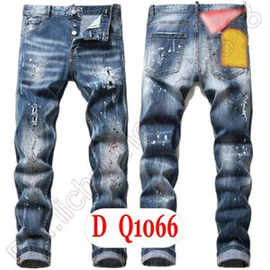 Jeans pour hommes D2 Luxe Italie Designer Denim Jeans Hommes Pantalons de broderie DQ21063 Mode Wear-Holes splash-ink stamp Pantalon Moto Vêtements d'équitation US28-42 / EU44-58