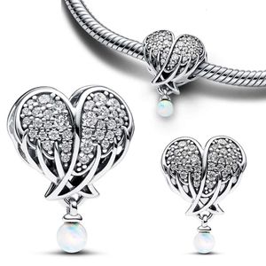 Sparkling Angel Wings Heart Charm Bead Fit Origin