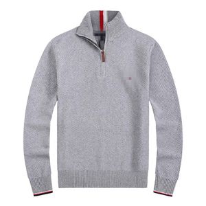 Men's Fashion Designer Brand Sweater Thick Embroidered Half Zipper High Collar Warm Solid Color Pullover Slim Fit Knitted Sweater M-2xl