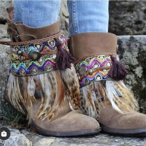 Boho original sapato pena fivela acessórios diy combinação decoração para bota encantos pulseiras presentes femininos 240125