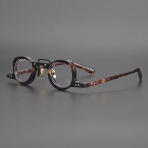Designer klassische Schildpatt japanische kleine quadratische handgemachte Retro-Brille Männer und Frauen Höhe Gesicht optische Fashi207o