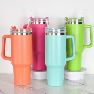 40oz Reusable Mug Tumbler with Handle and big capacity Straw Stainless Steel Insulated Travel Mugs Tumblers Keep Drinks Cold268C