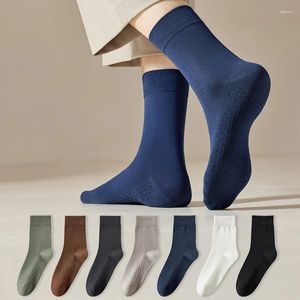 Men's Socks For Men Spring Autumn Solid Color Simple 95% Cotton Breathable Antibacterial Business Crew Casual