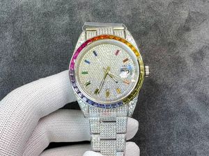 Clean Factory RSERIES Mens relógio 41mm Diamante de diamante completo 3255 Relógio completo do relógio com diamantes aço inoxidável Strap Strap Super Luminous Waterspert Top Watch
