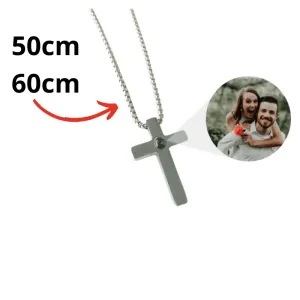 Necklaces Fashion Custom Projection Necklace with Your Picture Stainless Cross Photo Family Memory Projection Pendant Valentine's Day Gift
