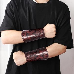 Charme pulseiras retro estilo punk pulseira masculina trovão martelo rocha fiação de couro misterioso punhos masculinos para homens