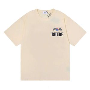 Rhude Tshirt Designer Magliette da uomo di qualità originale Marchio di moda Corona Campione Bandiera stampata manica corta per uomo e donna