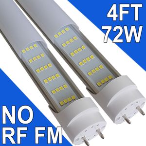 G13 4FT T8 T10 T12 4 Rows LED Tube Light Bulbs 48" NO-RF RM Driver G13 18W 6000K AC85-265V Milky Cover Fluorescent Replacement Dual-end Powered Ballast Bypass usastock