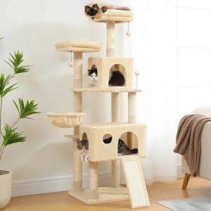 Scratchers Luxury Pet Cat Tree House Condo Möbler Multilayer Cat Tower med stege Natural Sisal Scratching Post Climbing Jumping Toy