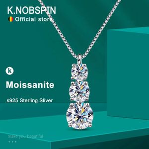 Knobspin D VVS1 Diamentowy naszyjnik dla kobiety weselny z GRA 925 Sterling Sliver Pleted 18 -krotny biały złoty naszyjnik 240118