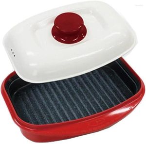 Pans Nonstick Microwave Grill Ceramic Coating Patel (czerwony)