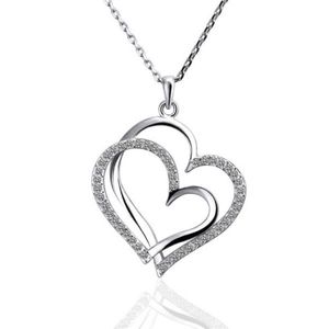 gift White Gold White crystal jewelry Necklace for women DGN498 Heart 18K gold gem Pendant Necklaces with chains2436