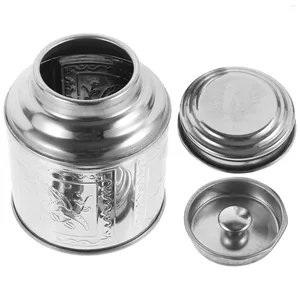 Lagringsflaskor Metallbehållare med locket TEA PORTABLE CANISTER TEALED CASE TIN BLOAF Wrapping Loose Jar