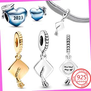 Sterling Graduation Cap Dangle Charm Fit Charms Sier Original Armband för smyckenillverkning