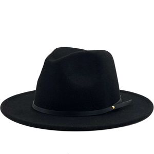 54-56-60 cm Kobiety mężczyźni wełniane vintage gangster trilby poczuł fedora kapelusz z szerokim brzegi dżentelmen elegancki lady jesienne jazz caps 240125